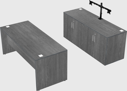 Parallel desk with credenza