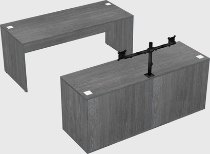 Parallel desk with credenza