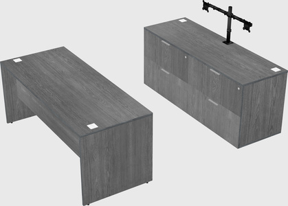 Parallel desk with credenza