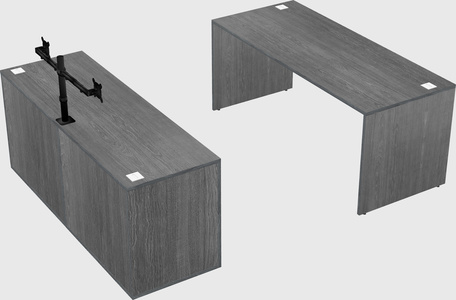 Parallel desk with credenza