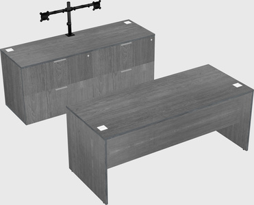 Parallel desk with credenza