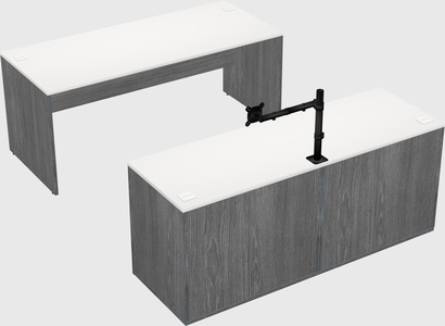 Parallel desk with credenza