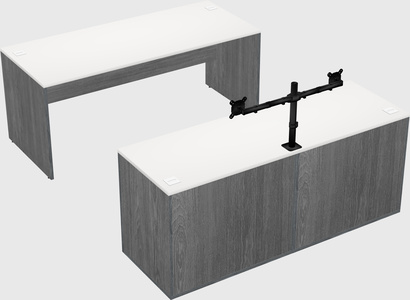 Parallel desk with credenza