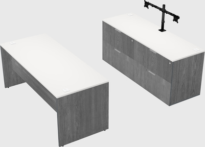 Parallel desk with credenza