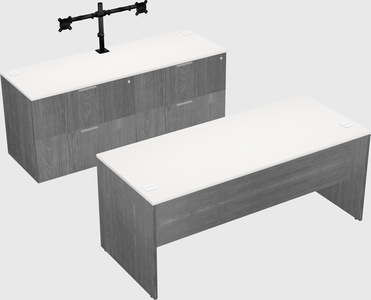 Parallel desk with credenza