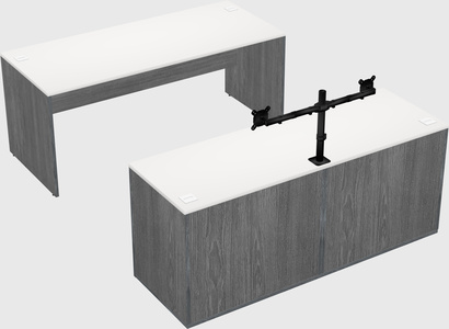 Parallel desk with credenza
