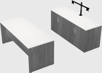 Parallel desk with credenza