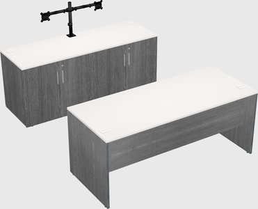 Parallel desk with credenza