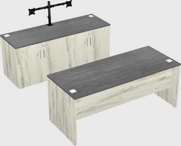 Parallel desk with credenza