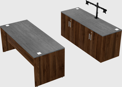 Parallel desk with credenza