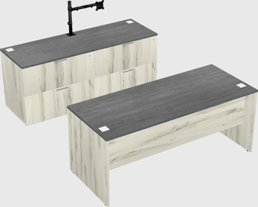 Parallel desk with credenza