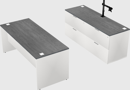 Parallel desk with credenza