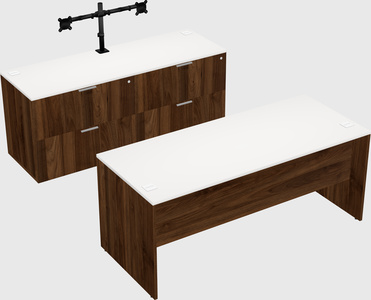Parallel desk with credenza