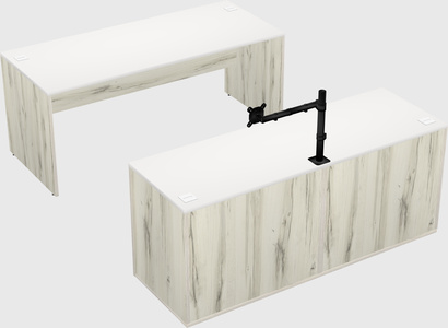 Parallel desk with credenza