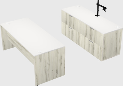Parallel desk with credenza