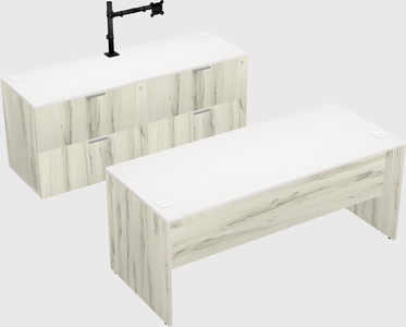 Parallel desk with credenza