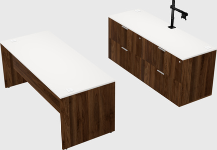 Parallel desk with credenza