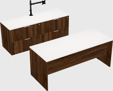 Parallel desk with credenza