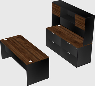 Parallel desk with credenza