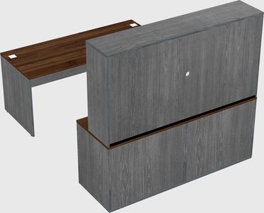 Parallel desk with credenza