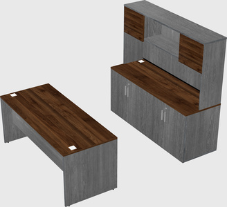 Parallel desk with credenza