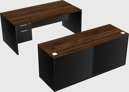 Parallel desk with credenza