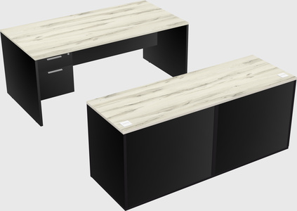 Parallel desk with credenza