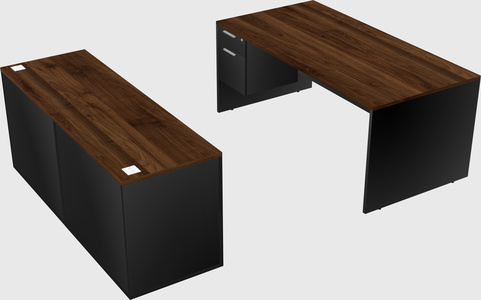 Parallel desk with credenza