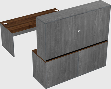 Parallel desk with credenza