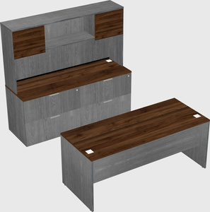 Parallel desk with credenza