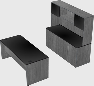 Parallel desk with credenza