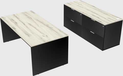 Parallel desk with credenza