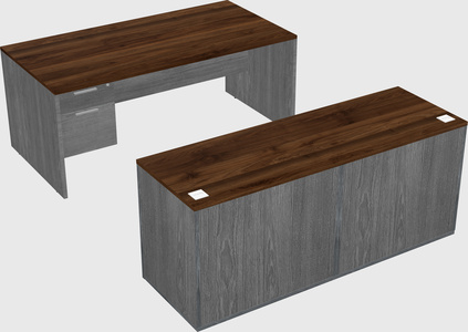 Parallel desk with credenza