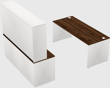 Parallel desk with credenza