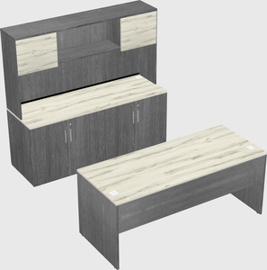 Parallel desk with credenza
