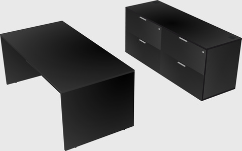 Parallel desk with credenza