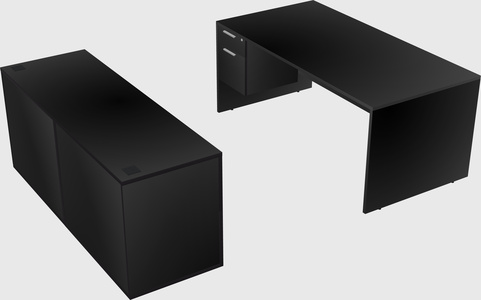 Parallel desk with credenza