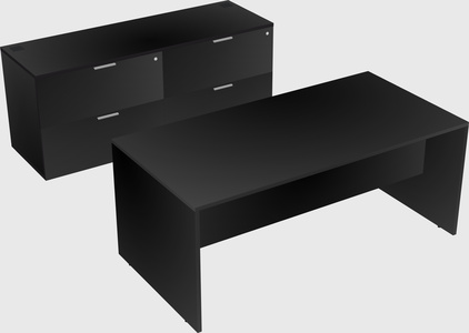 Parallel desk with credenza