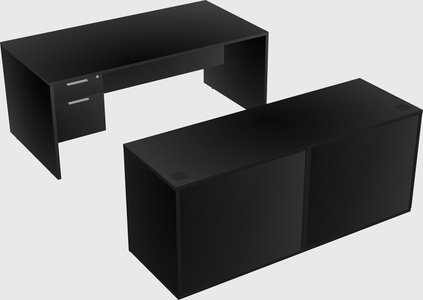 Parallel desk with credenza