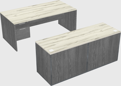 Parallel desk with credenza