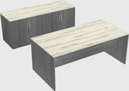 Parallel desk with credenza