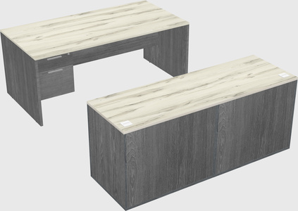 Parallel desk with credenza