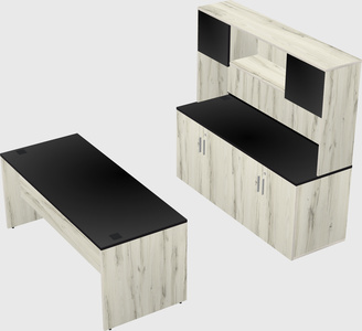 Parallel desk with credenza