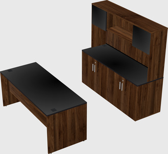 Parallel desk with credenza