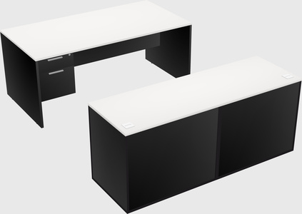 Parallel desk with credenza
