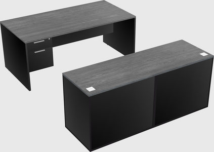 Parallel desk with credenza