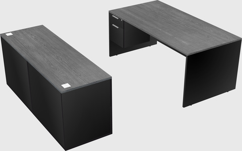 Parallel desk with credenza