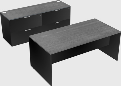 Parallel desk with credenza