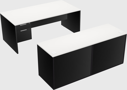 Parallel desk with credenza
