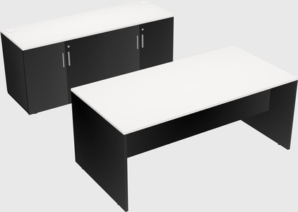 Parallel desk with credenza